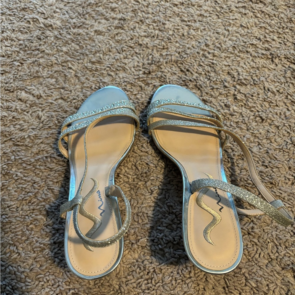 Nina silver formal heels. Size 6.5